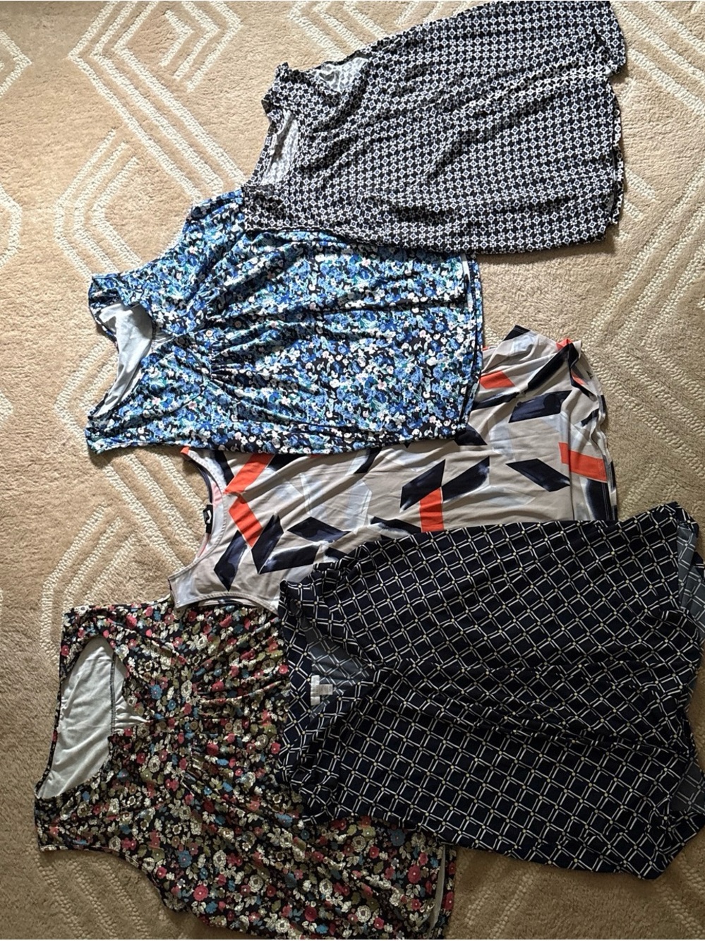 Charter Club Mixed Print Sleeveless Tops - Blue, Navy, Black, Gray, Floral
